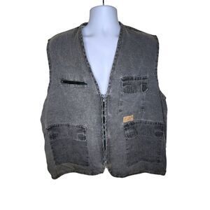 Vintage 90s American Outback Largemouth Bass Fishing Sport Vest Mens L Green